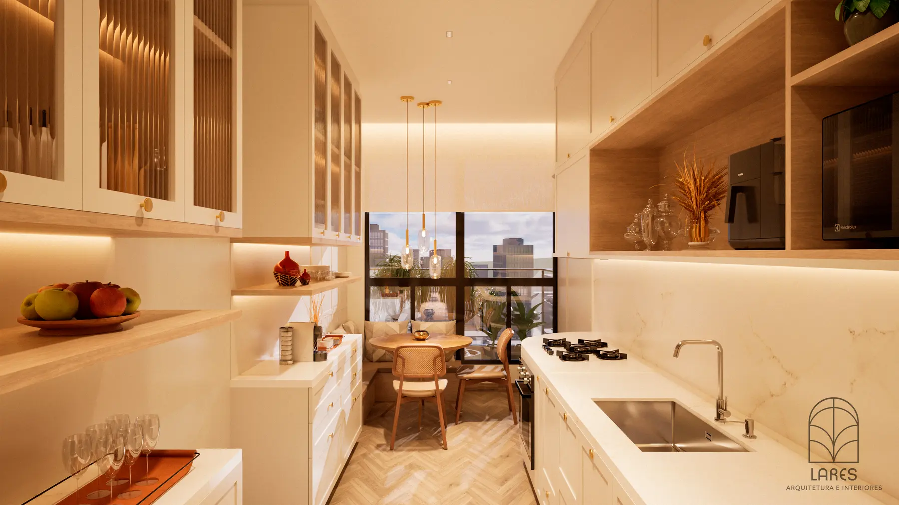 Cozinha · Apartamento Duo Nix, interiores da Lares Arquitetura e Interiores em Uberlândia, MG