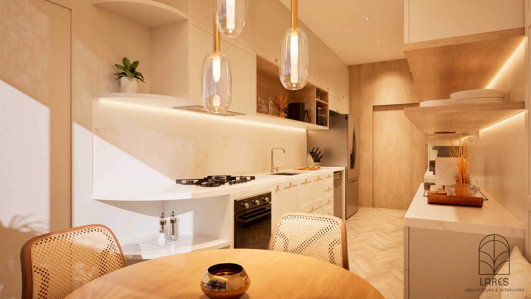 Cozinha · Apartamento Duo Nix, interiores da Lares Arquitetura e Interiores em Uberlândia, MG