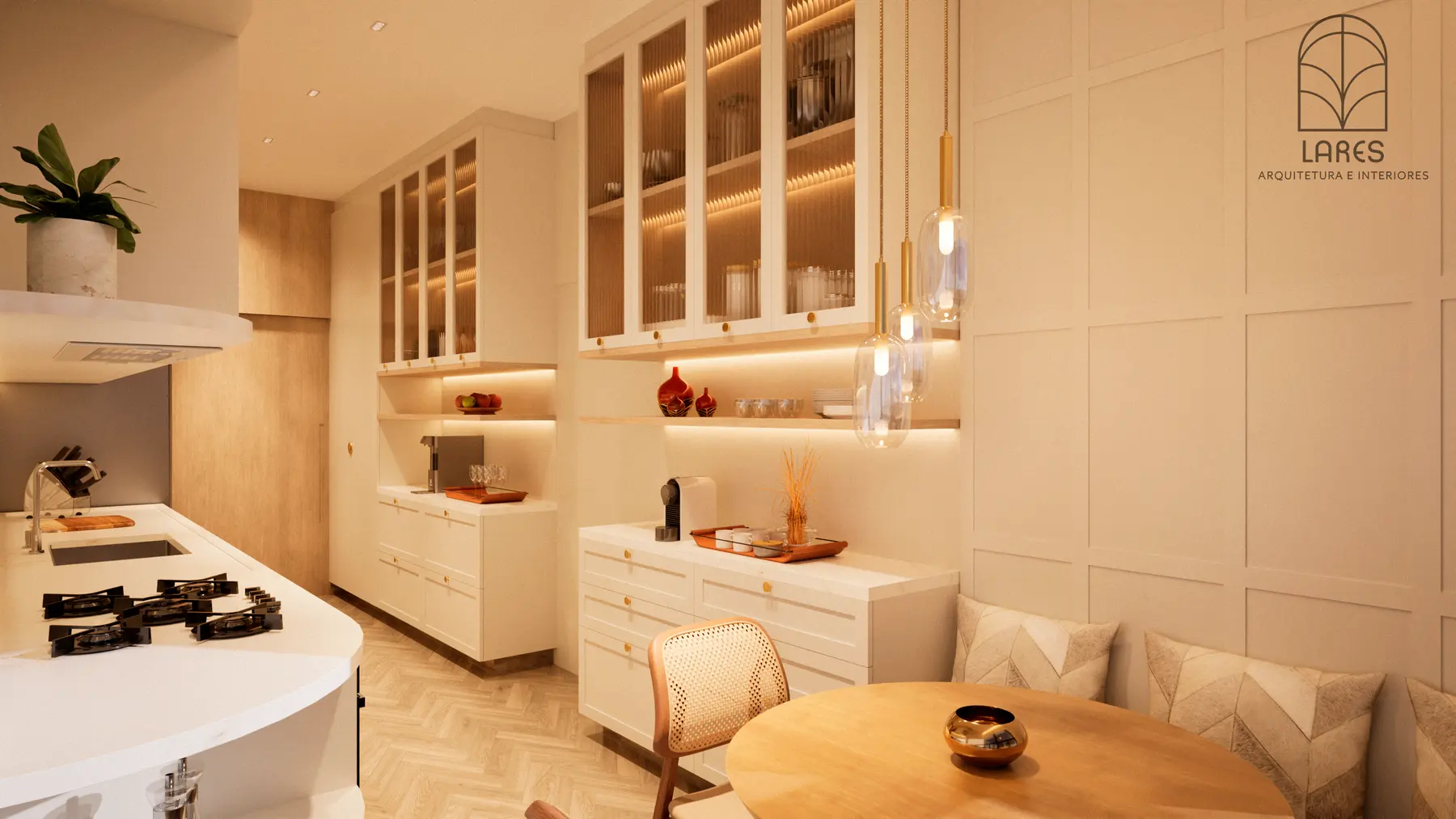 Cozinha · Apartamento Duo Nix, interiores da Lares Arquitetura e Interiores em Uberlândia, MG