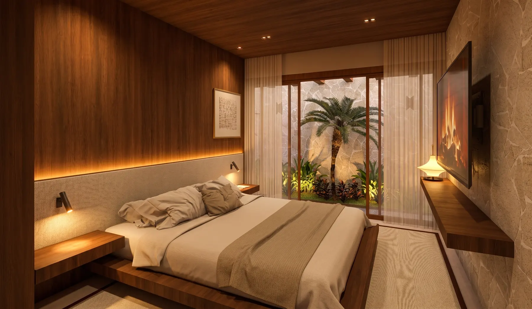 Suíte master · Casa Jardim Karaiba, residencial da Lares Arquitetura e Interiores em Uberlândia, MG