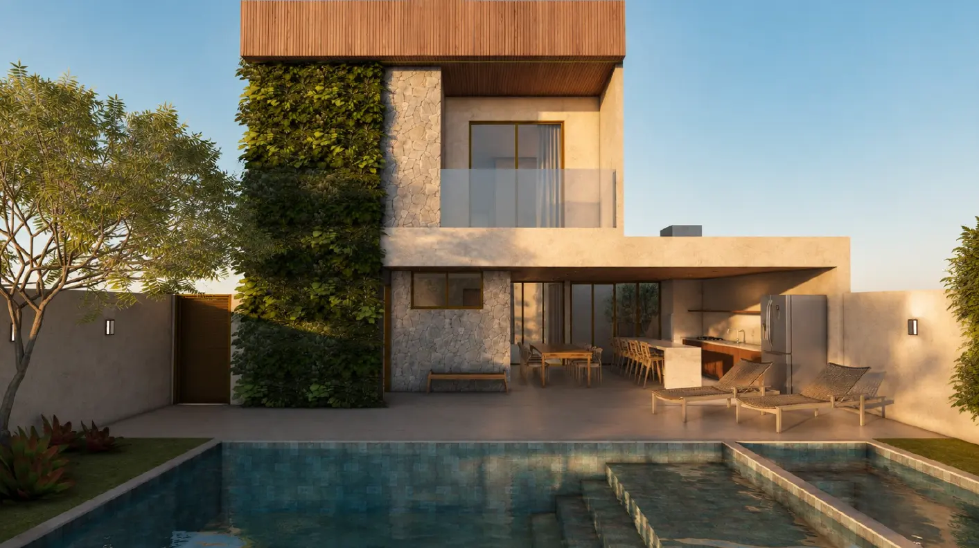 Fundo · Casa Tamboré, residencial da Lares Arquitetura e Interiores em Uberlândia, MG
