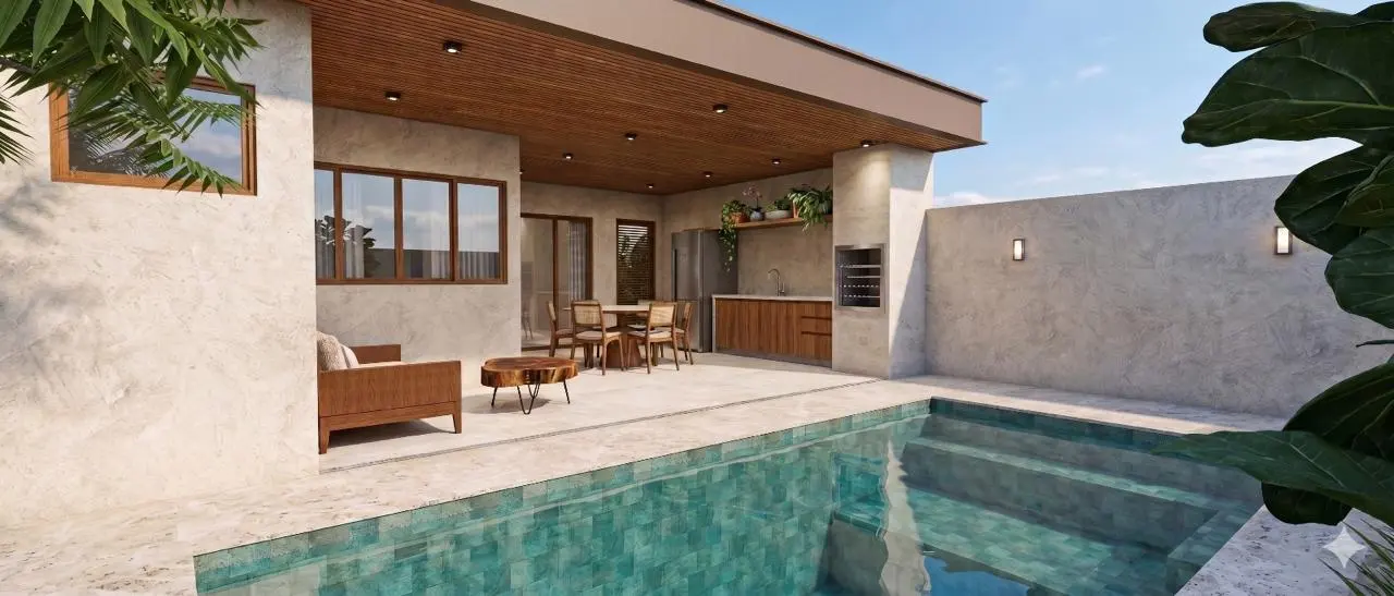 Área gourmet e piscina · Casa Condomínio Tamboré, residencial da Lares Arquitetura e Interiores em Uberlândia, MG
