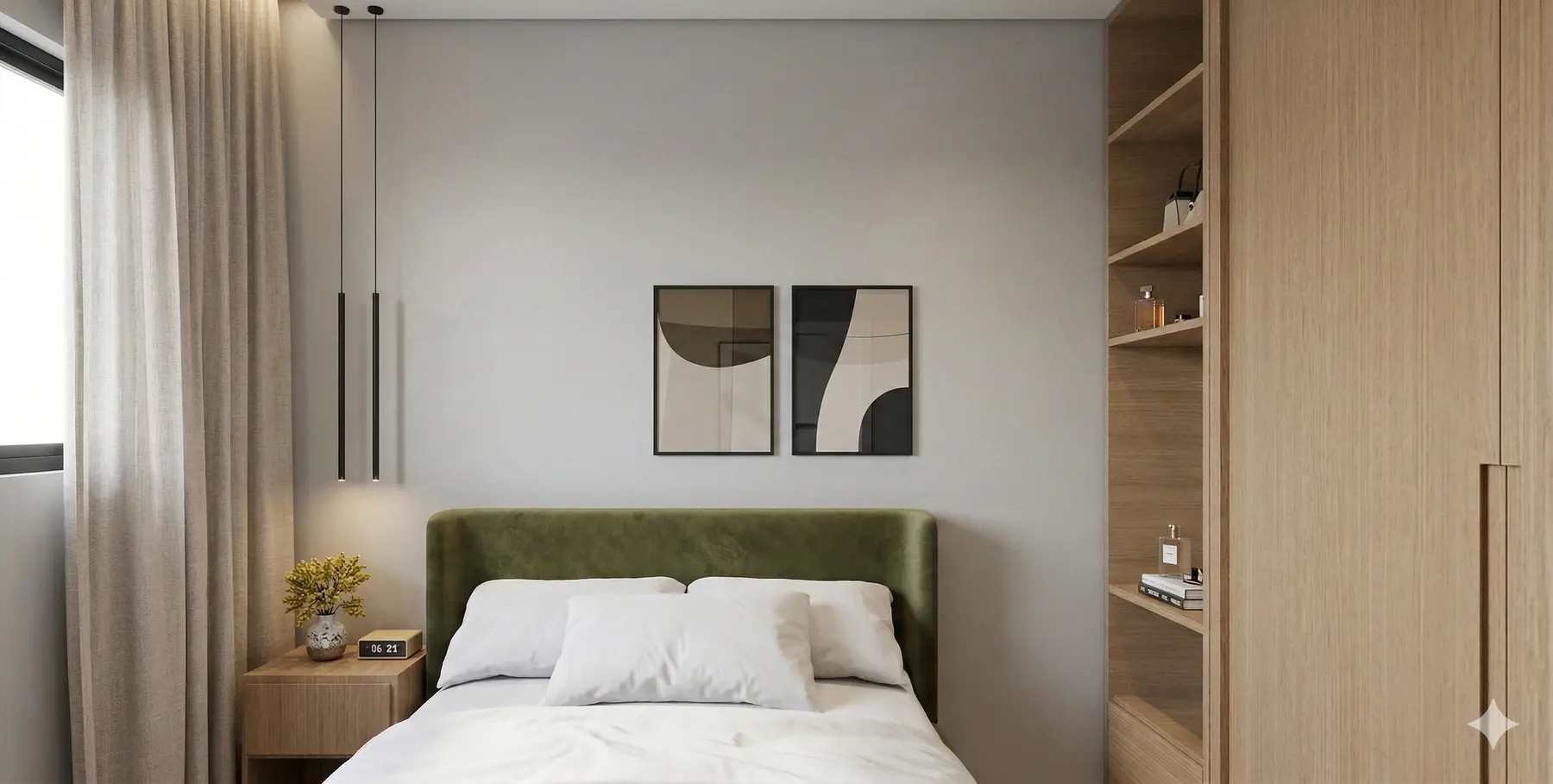 Quarto casal · Apartamento Dot, interiores da Lares Arquitetura e Interiores em Uberlândia, MG