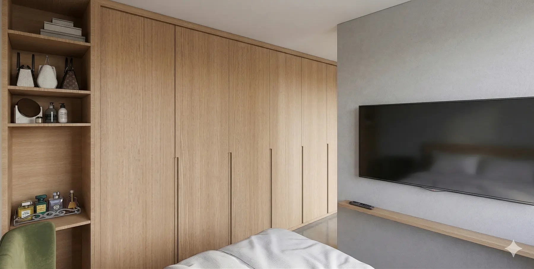 Quarto casal · Apartamento Dot, interiores da Lares Arquitetura e Interiores em Uberlândia, MG