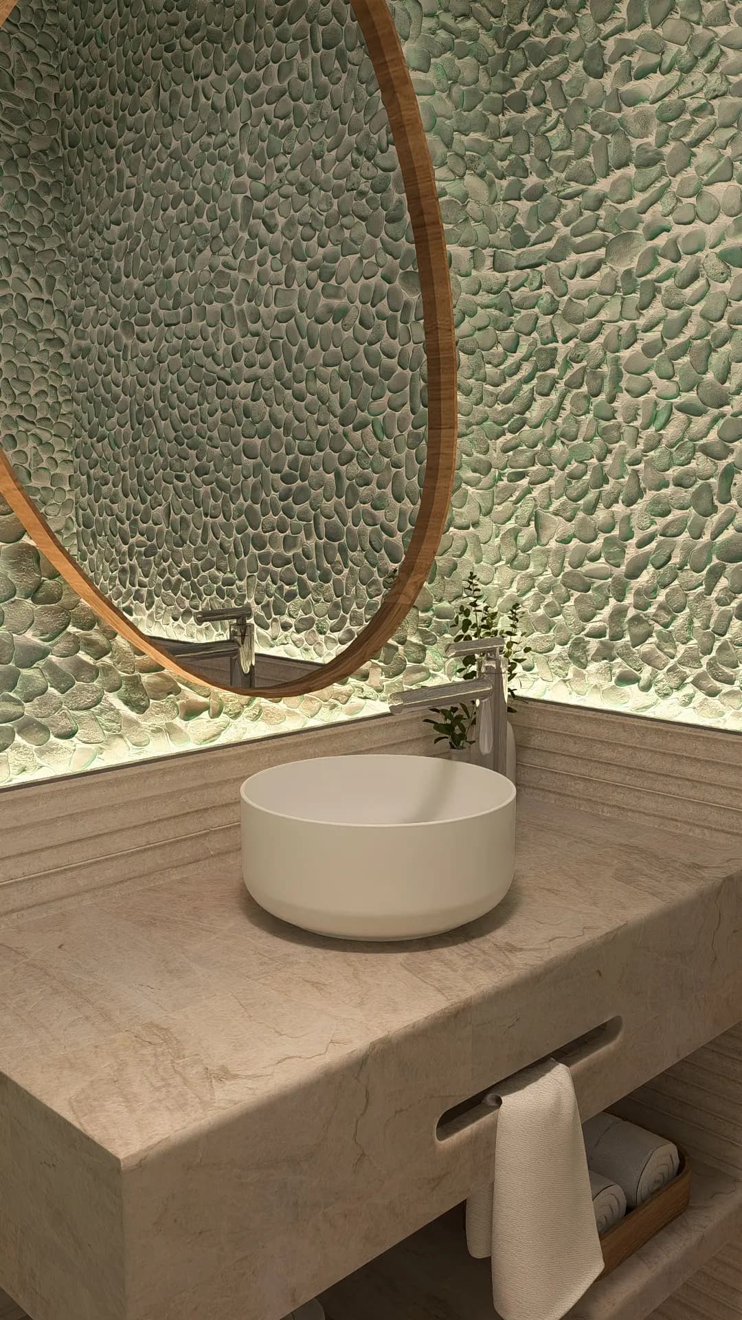 Lavabo · Apartamento Quinta da Praia, interiores da Lares Arquitetura e Interiores em Uberlândia, MG