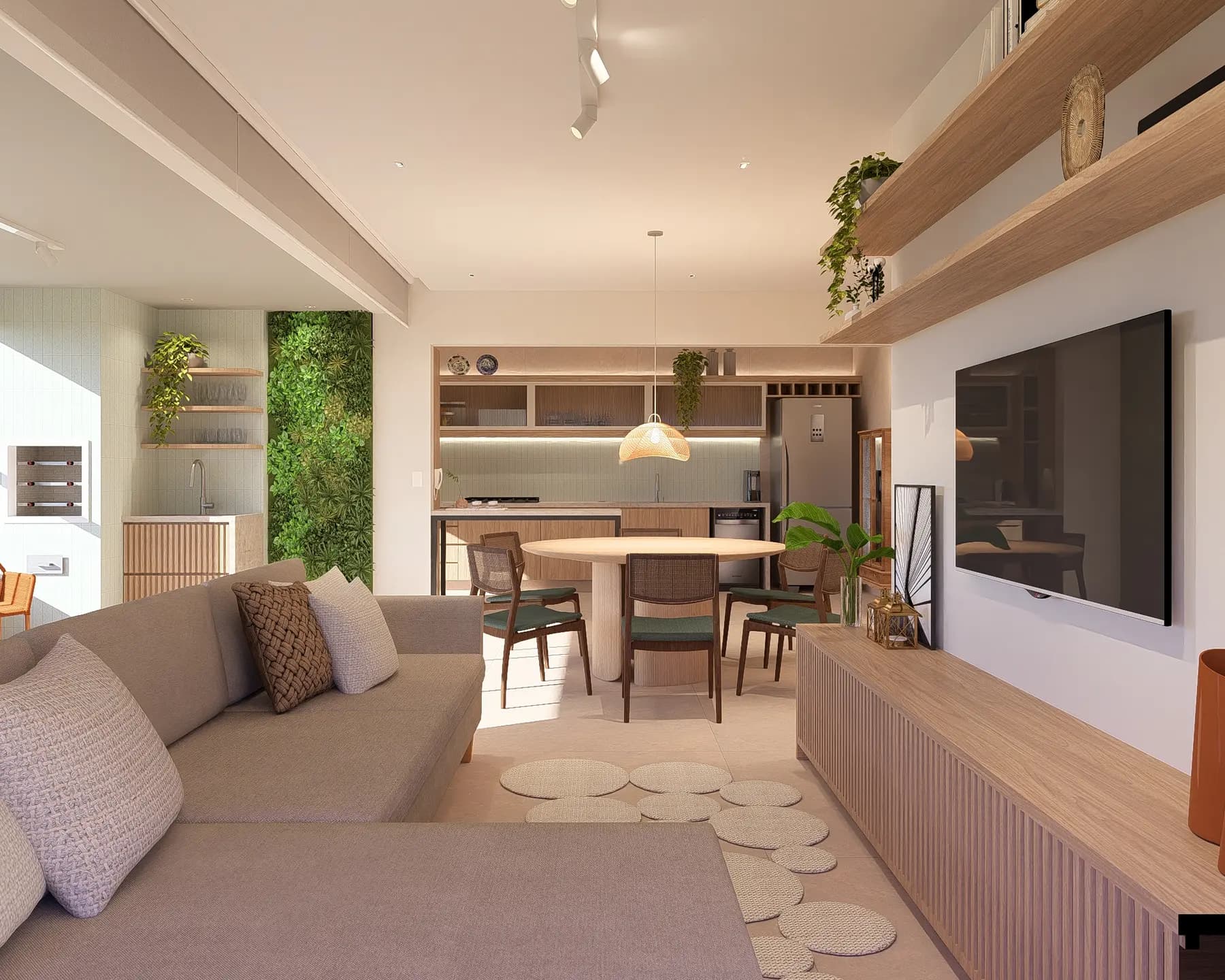 Sala · Apartamento Quinta da Praia, interiores da Lares Arquitetura e Interiores em Uberlândia, MG