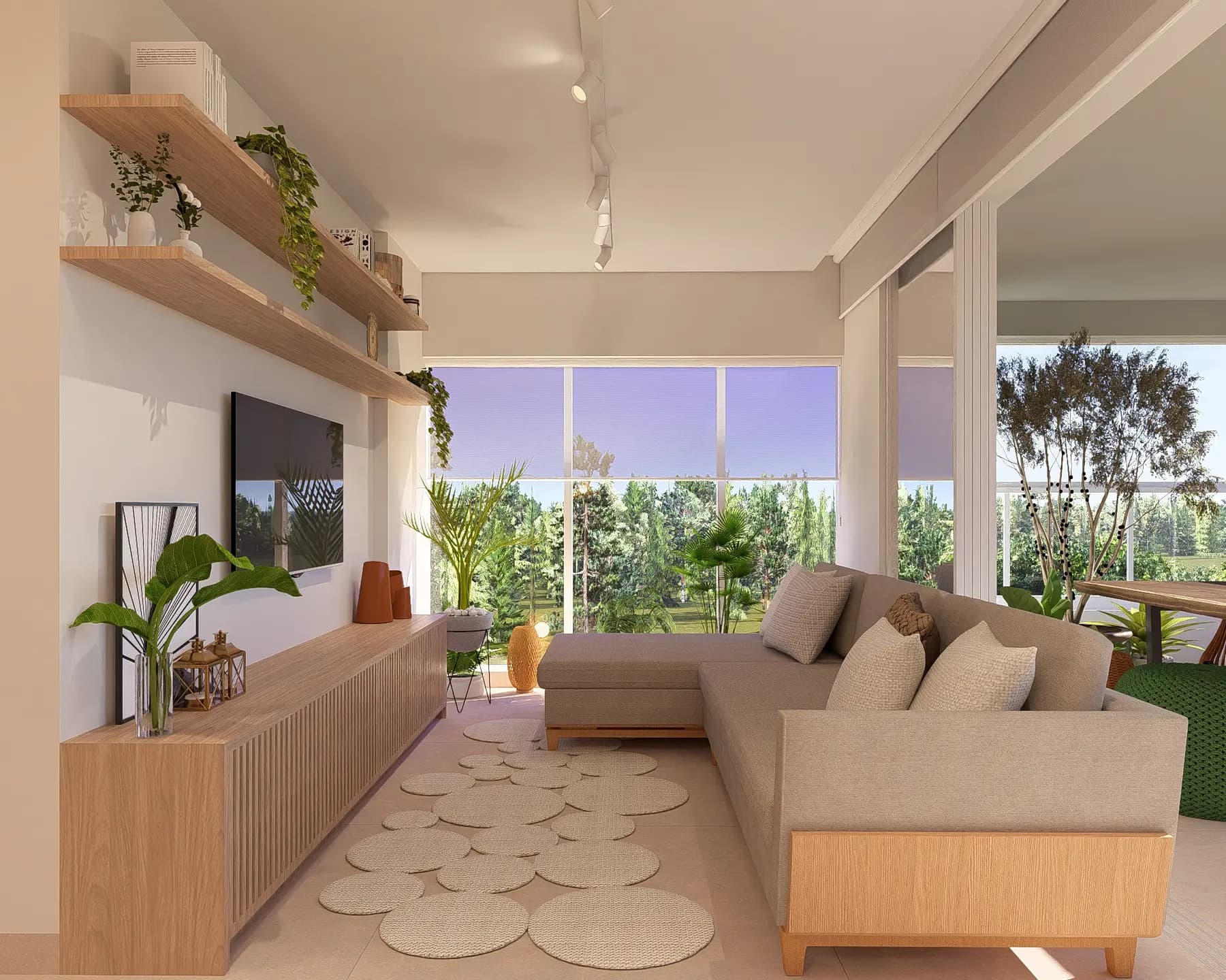 Sala · Apartamento Quinta da Praia, interiores da Lares Arquitetura e Interiores em Uberlândia, MG
