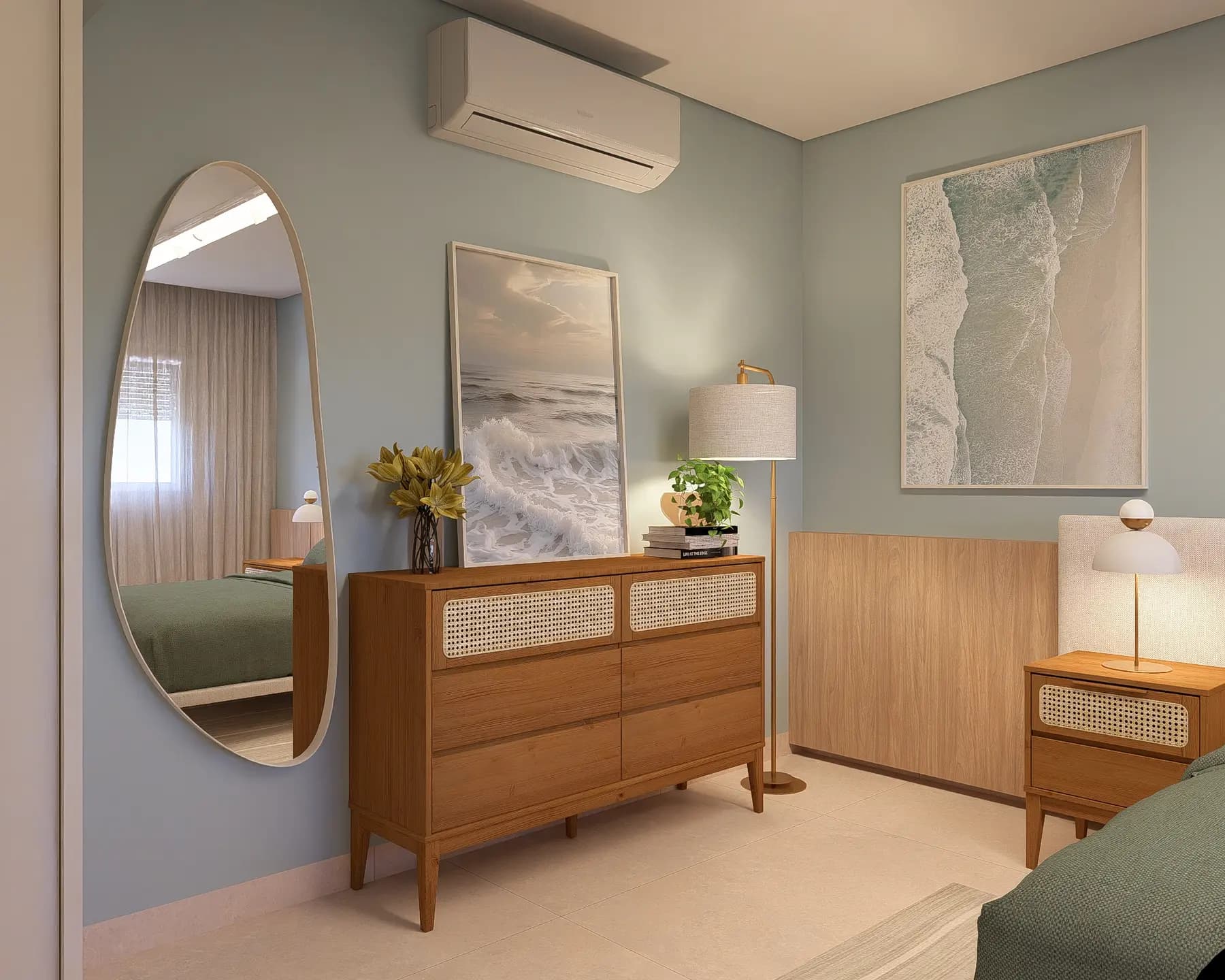 Suíte master · Apartamento Quinta da Praia, interiores da Lares Arquitetura e Interiores em Uberlândia, MG
