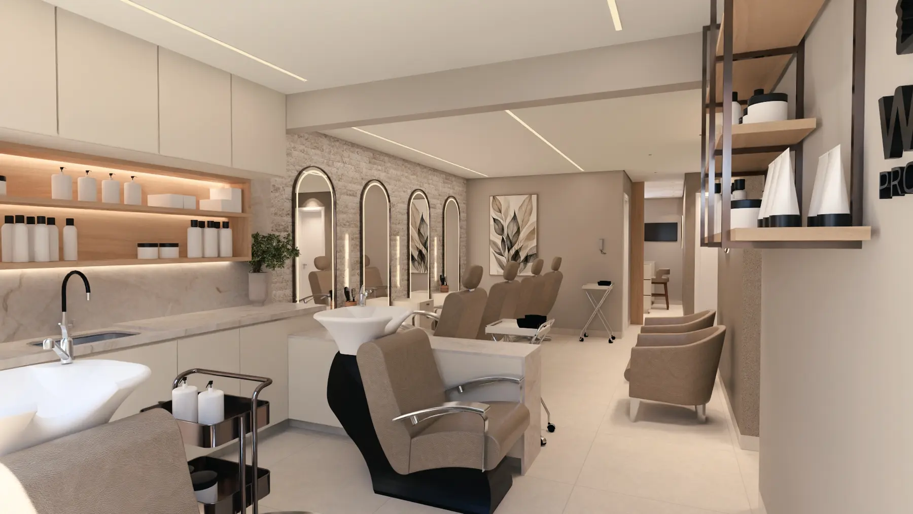Lavagem · Salão de Beleza · Cidade Jardim, comercial da Lares Arquitetura e Interiores em Uberlândia, MG