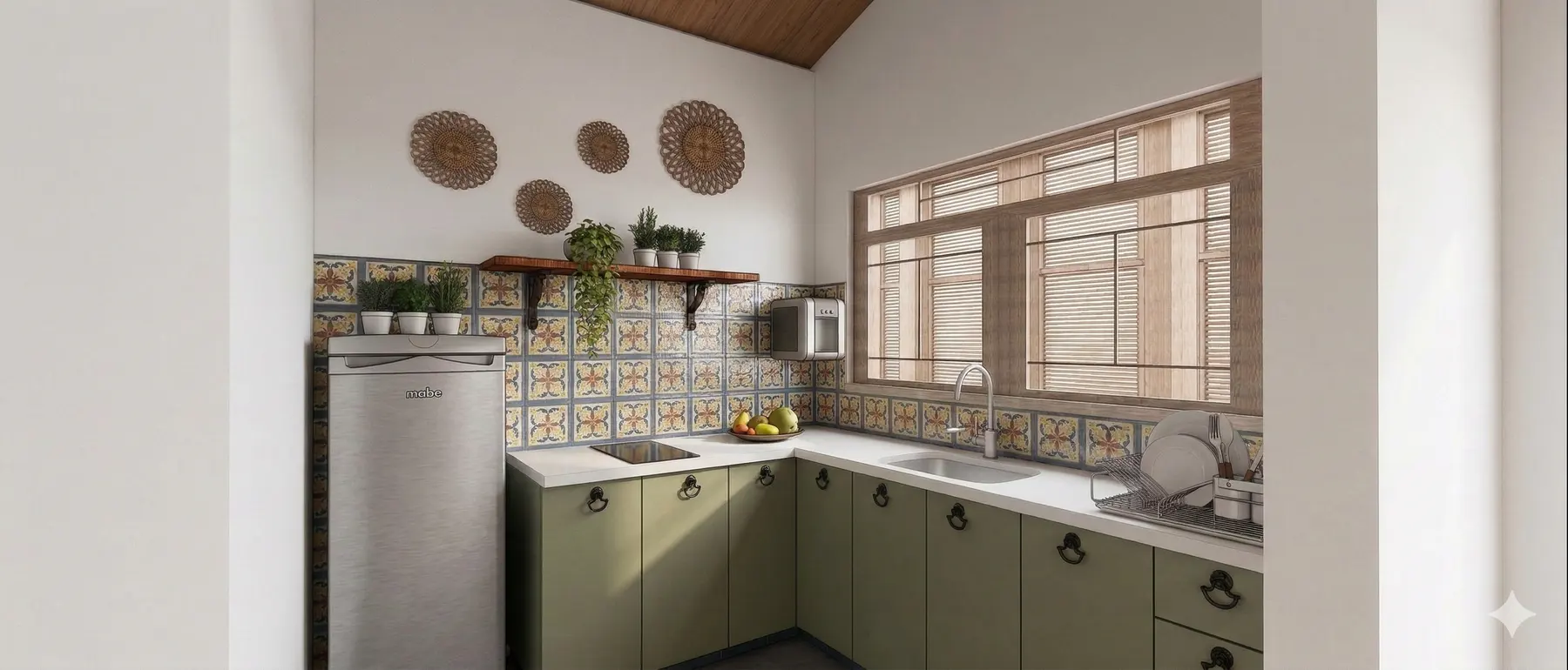 Chalé cozinha · Chalés na Serra, rural da Lares Arquitetura e Interiores em Minas Gerais
