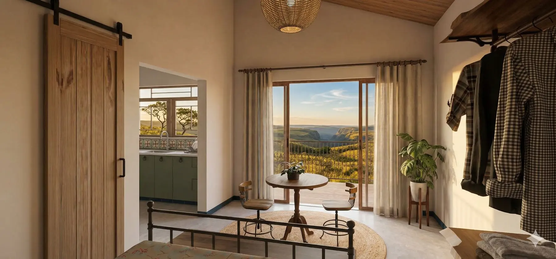Chalé quarto · Chalés na Serra, rural da Lares Arquitetura e Interiores em Minas Gerais