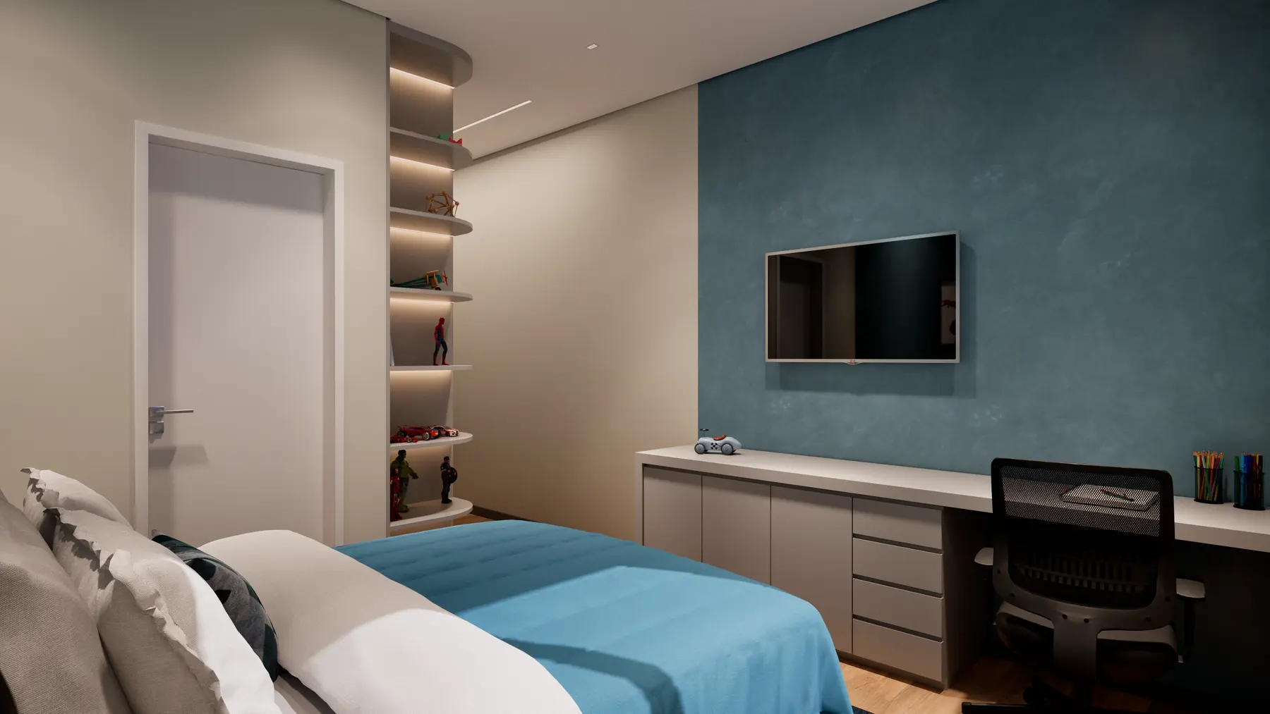 Quarto Daniel · Casa Condomínio Esplendido, interiores da Lares Arquitetura e Interiores em Uberlândia, MG