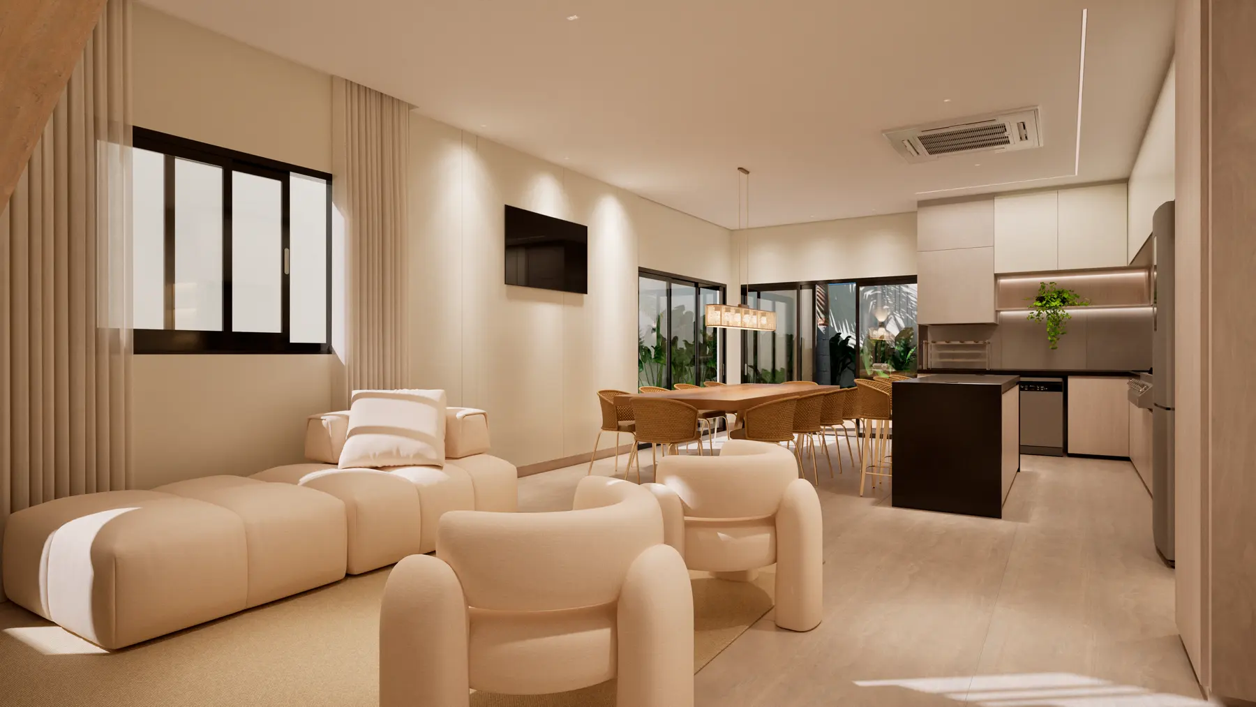 Sala cozinha · Casa Condomínio Esplendido, interiores da Lares Arquitetura e Interiores em Uberlândia, MG