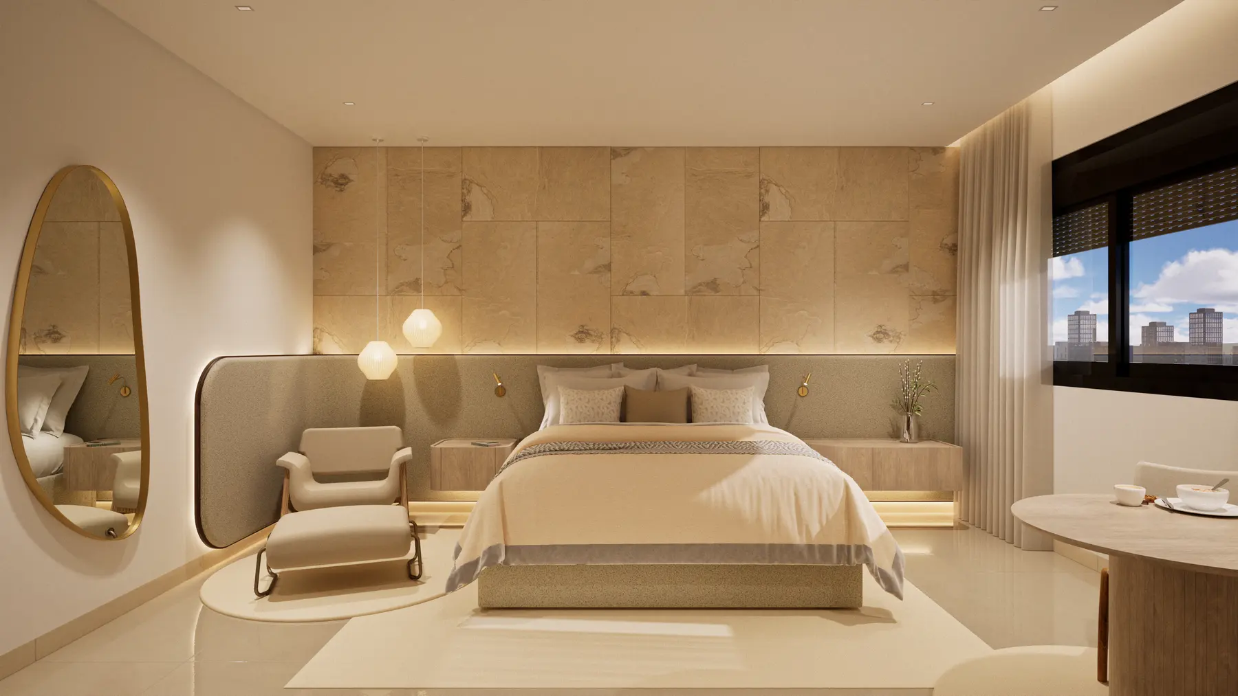 Apartamento Duo Nix · Suite master, projeto da Lares Arquitetura e Interiores em Uberlândia, MG